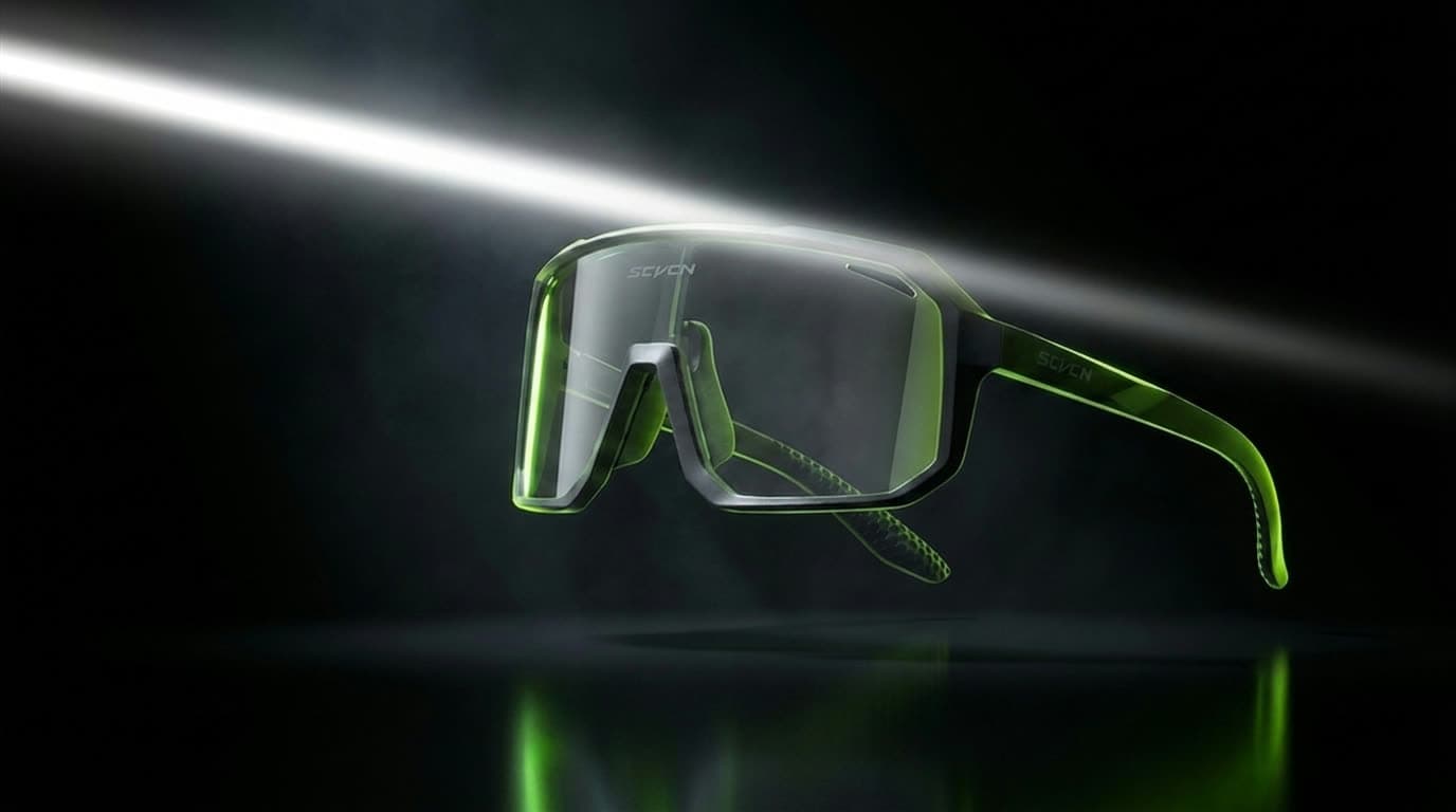 Apex Shield with clear photochromic lens reacting to light