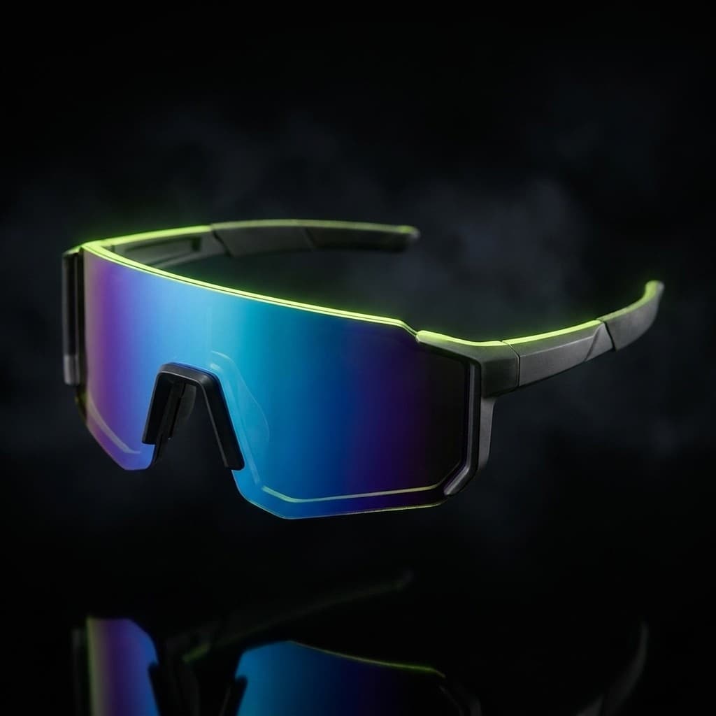 AXION Aura women's cycling sunglasses on a dark studio background